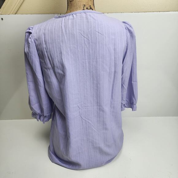 Women's Dressy Casual 3/4 Sleeve Lace Trim V-Neck Elbow Length Blouse Size M - Picture 3 of 3